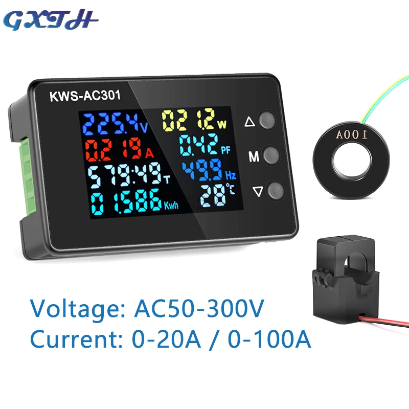 Voltage-Voltmeter-LED-Digital-Voltmeter-AC-Wattmeter-50-300V-100A ...