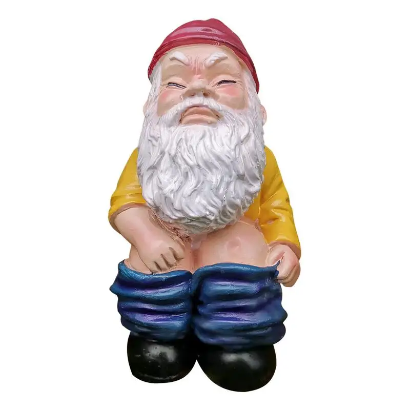 

Gnome Squatting Poop Funny Indoor Outdoor Cute Sculpture Funny Pooping Gnome Outdoor Garden Statue Simulation Art Decor For