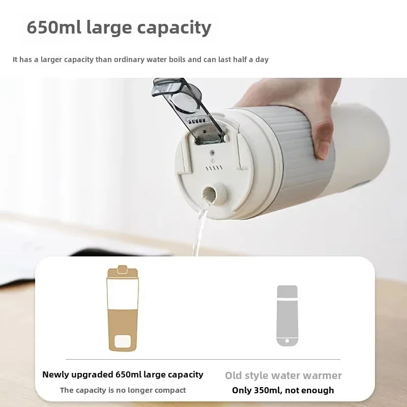650ml Portable Electric Kettle Travel Boil Water Cup Thermo Pot Smart Teapot Temperature Adjustment Kettle Heating Cup 220V 4