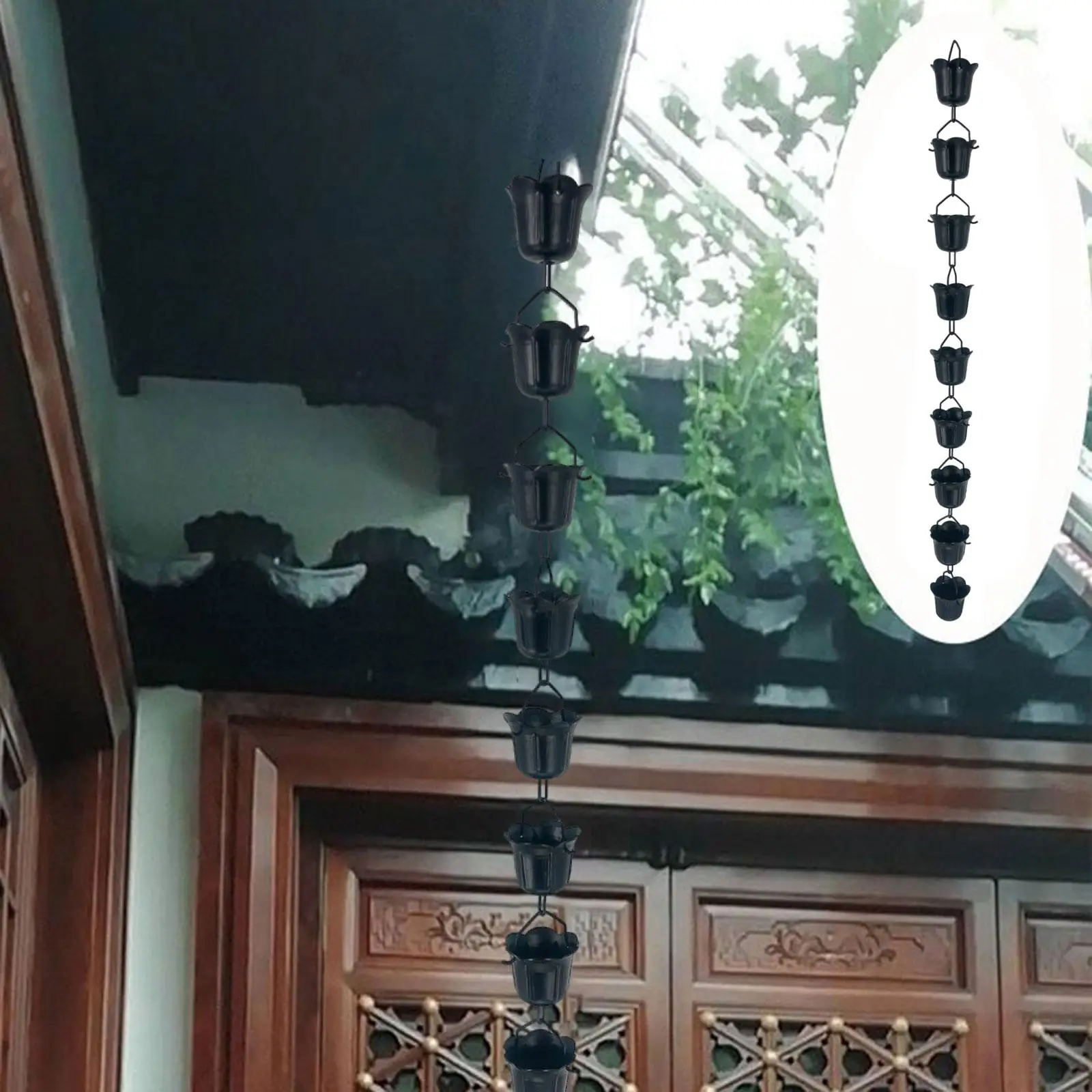 Orchid Cup Rain Chain 39inch Downspout Tool Multifunctional Sturdy Easily Install Metal Drainage Rain Chain for Heavy