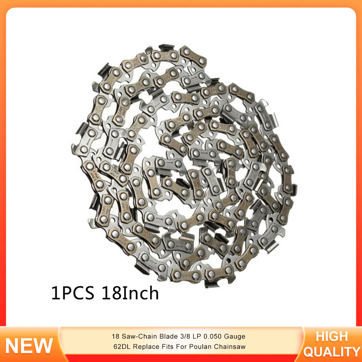 

18 Saw-Chain Blade 3/8 LP 0.050 Gauge 62DL Replace Fits For Poulan Chainsaw