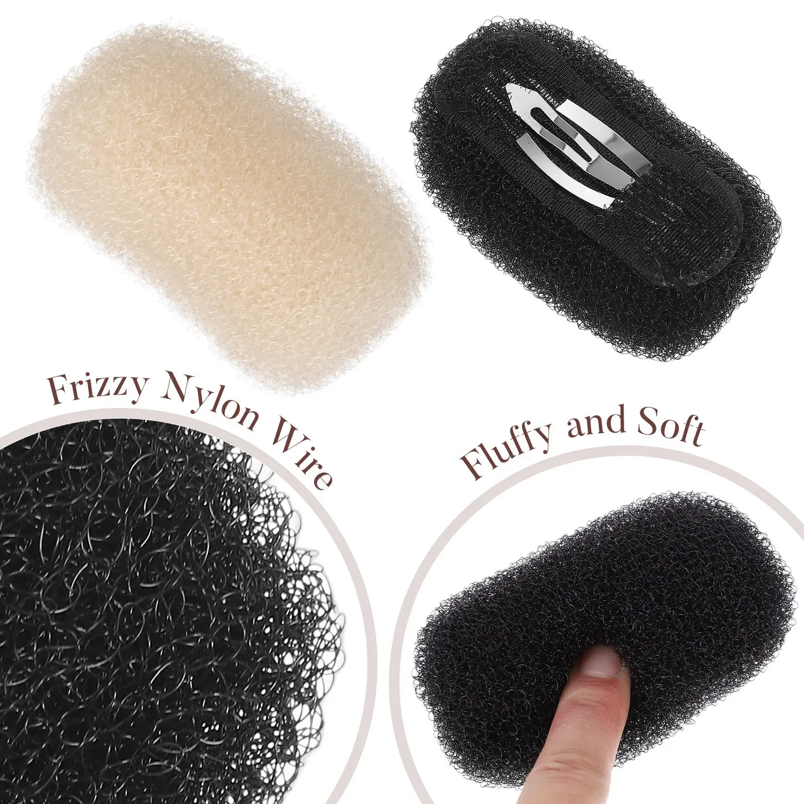 3 Pcs Heightening Hairpin Barrettes for Women Net Crescent Combs Curler Volumizer Inserts Bumps Clip Sponge
