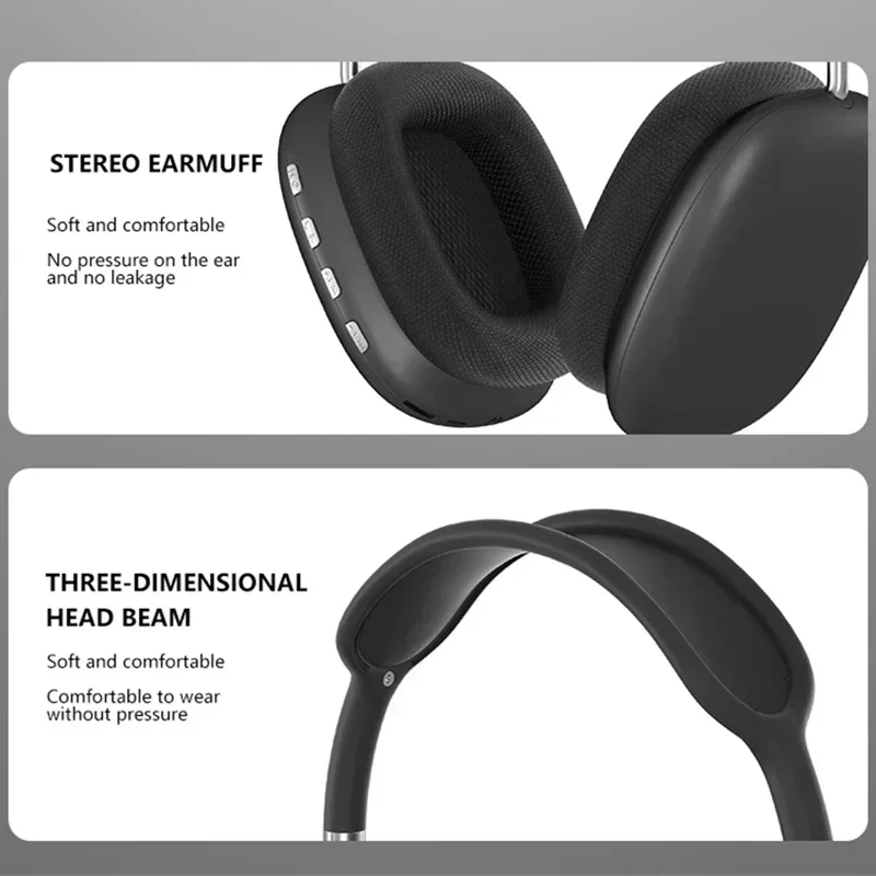 P9 Pro Max Air Max 5.1 Wireless Bluetooth Headphones Noise Cancelling Mic Pods Over Ear Sport Gaming Headset for Any Phone 5Pcs