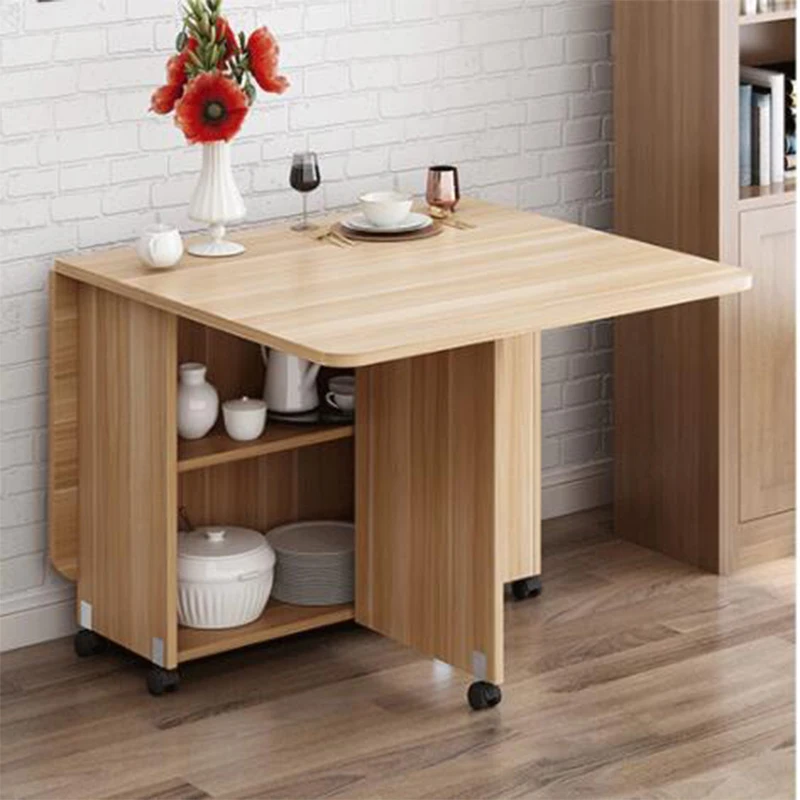 Mesa de jantar dobrável para sala de estar, madeira maciça, coisas de cozinha, armazenamento, mobília doméstica, criativo, novo