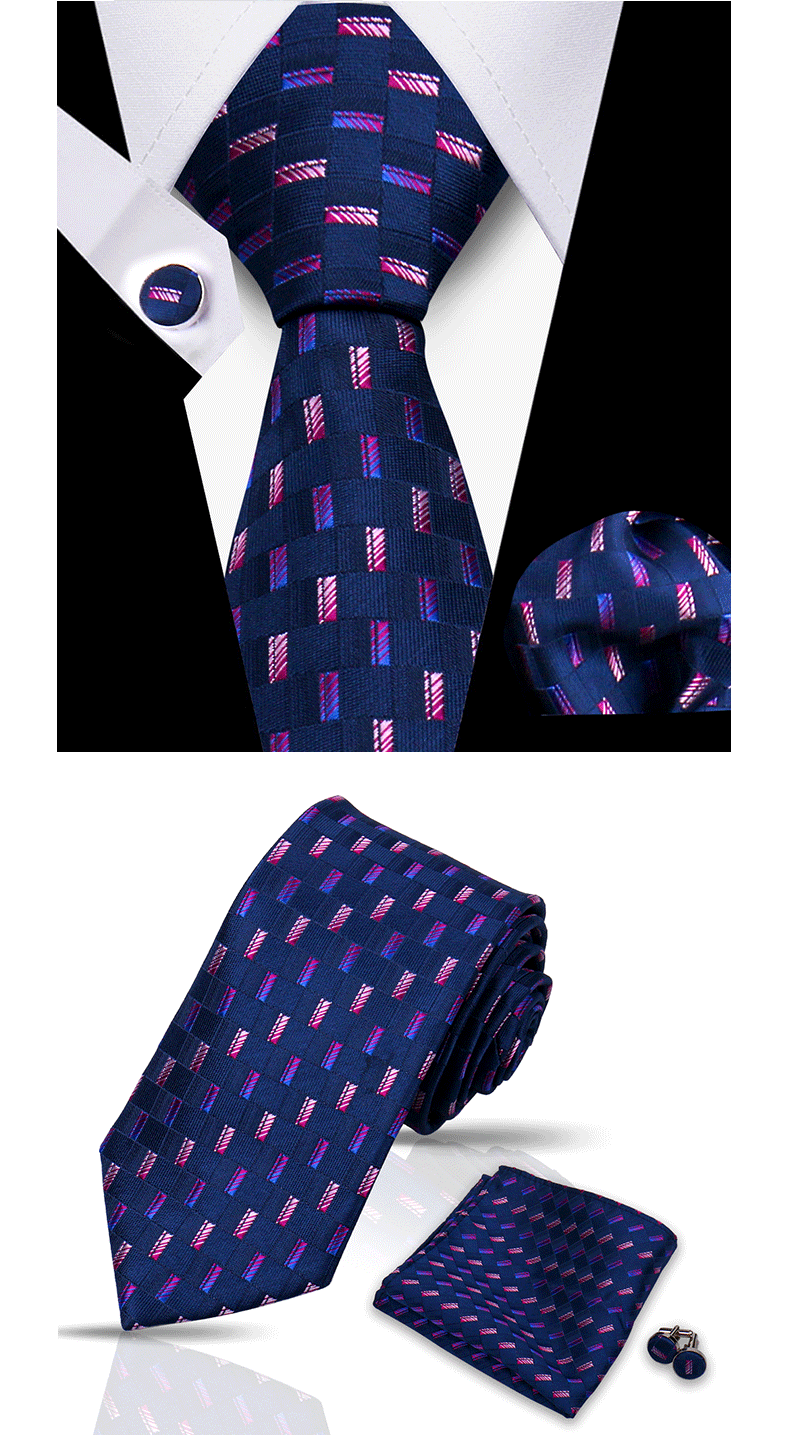 Krawatte für Männer, klassisch, kariert, Taschentücher, rote Krawatte, Manschettenknöpfe für Männer, Bluse, Business, Hochzeit, Accessoires, Damen, Kragen, Mann, Geschenk – Detail 7