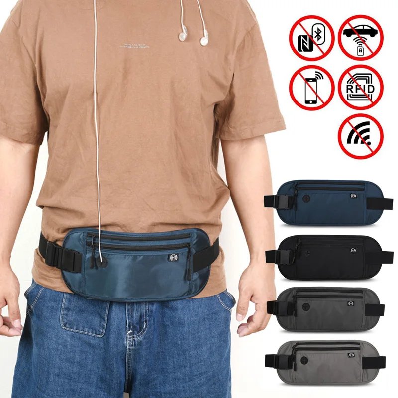 15*35cm RFID blokování vodotěsný cestovní telefon pás pás brašna fanny pack skrytý náprsní taška signál RFID překážka cestovní pas držák brašna