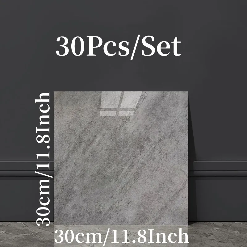 

30pc 30*30cm PVC Imitation Marble Tile Floor Stickers Self-adhesive 3D Wall Stickers Waterproof Bathroom Decals Artificial Tiles