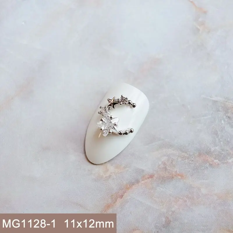 10 teile/los Silber Bogen Mond Stern Quaste Zirkon Kristalle Metall Nägel Schmuck Dekorationen Nail Art Zubehör Charms Teile Lieferungen – Detail 25