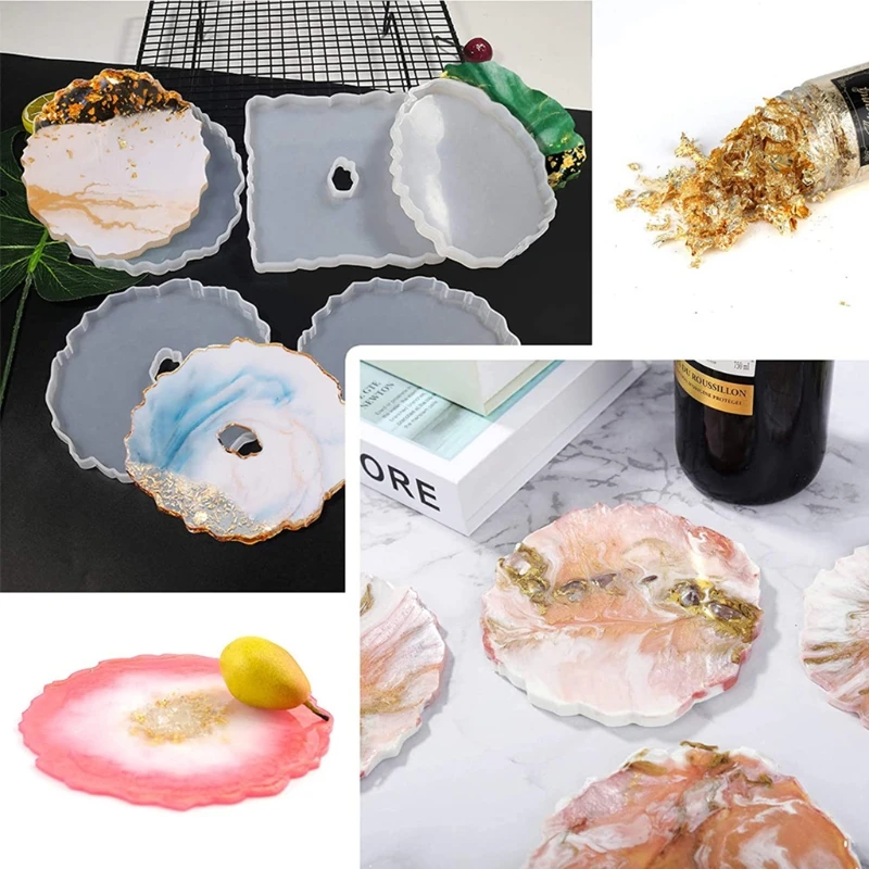 Y4QE DIY Plate Molds Irregular Cup Mat Silicone Molds for DIY Art Craft
