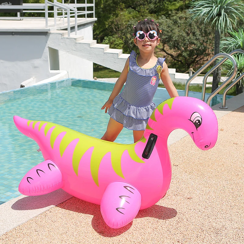 Inflatable Ride On Toys Red Dragon with Handles Pool Floating for Kids Summer Swimming Raft Fun Beach Pools Parties Decoration