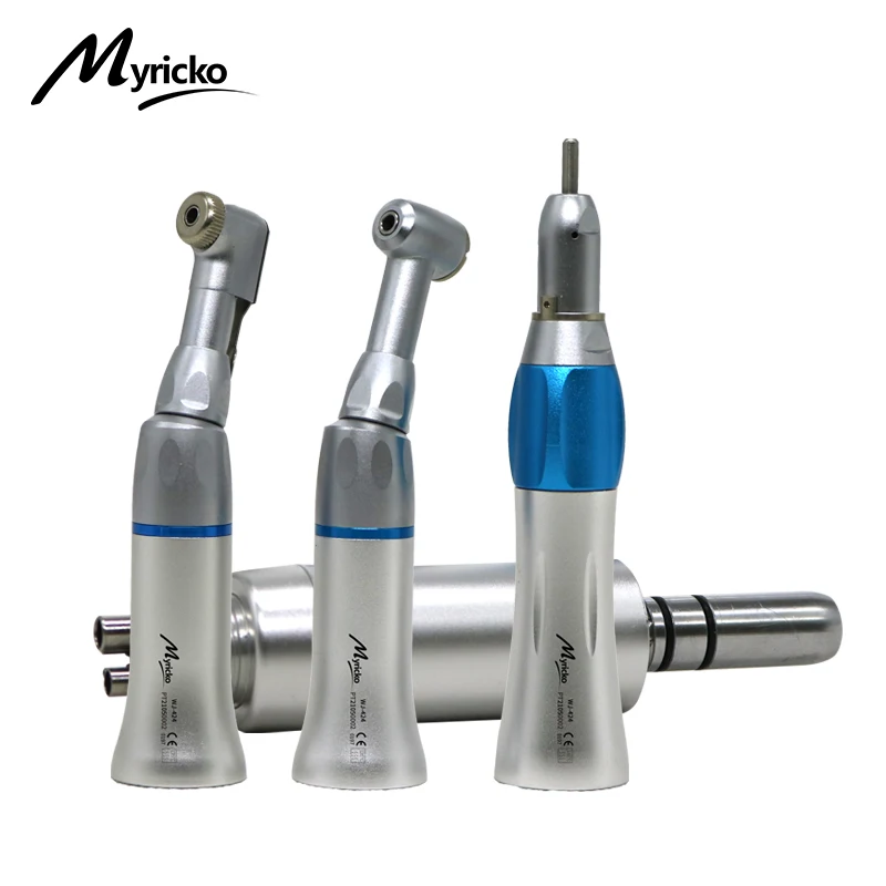 Myricko Style Dental Slow Low Speed External Single Water Spray Contra Angle Straight Air Motor Handpiece 4 Holes rotation