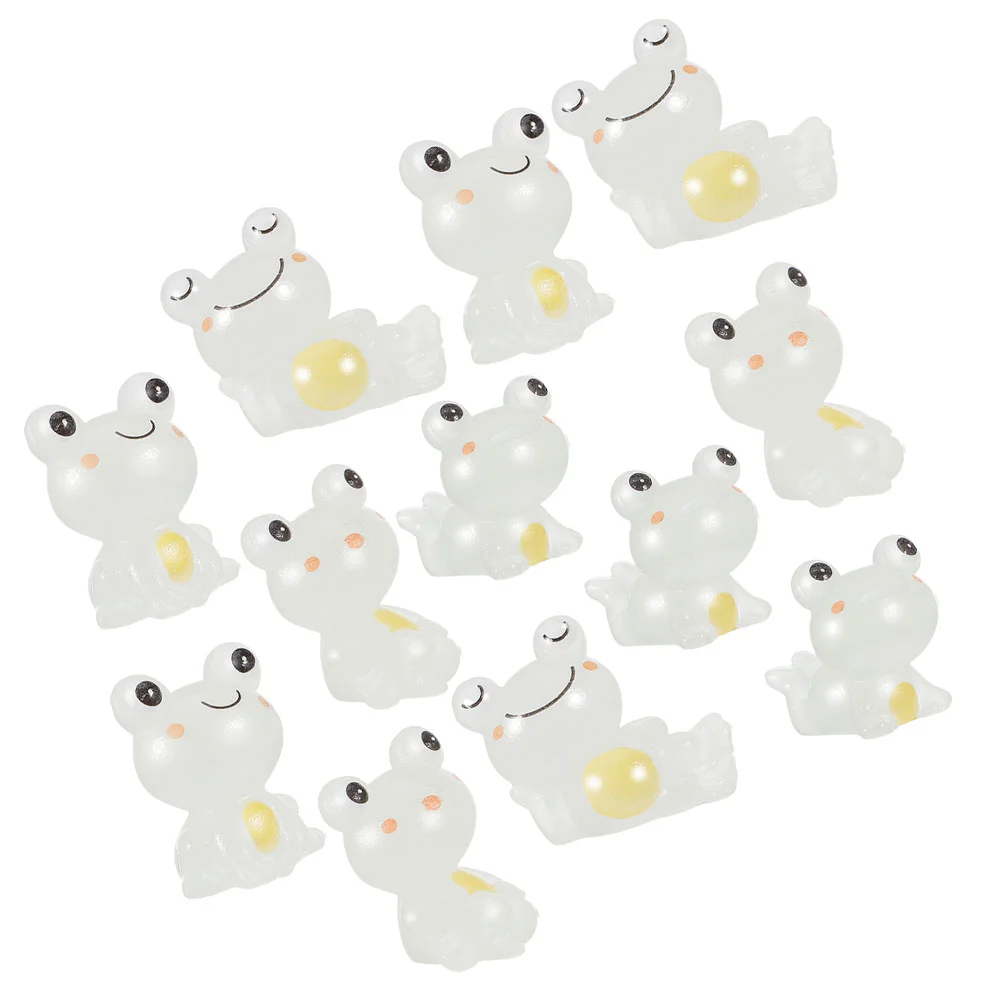 

12Pcs Miniature Resin Animalsations Glow In The Dark Frogs Statues Mini Frog Modeling Figurines