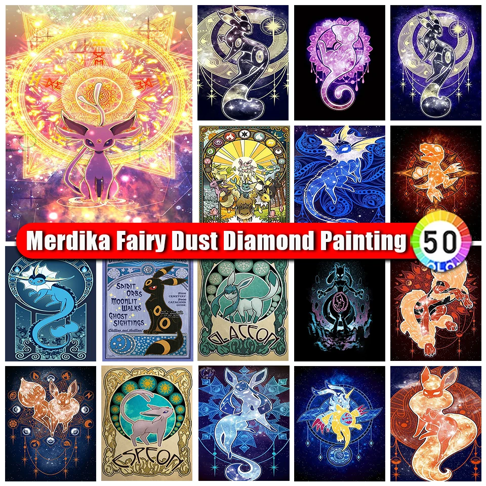 Merdika Fairy Dust Diamond Painting Pokemon Cartoon Full Square/Round Diamond Ricamo Anime Home Decor Cross Stitch Kit Art