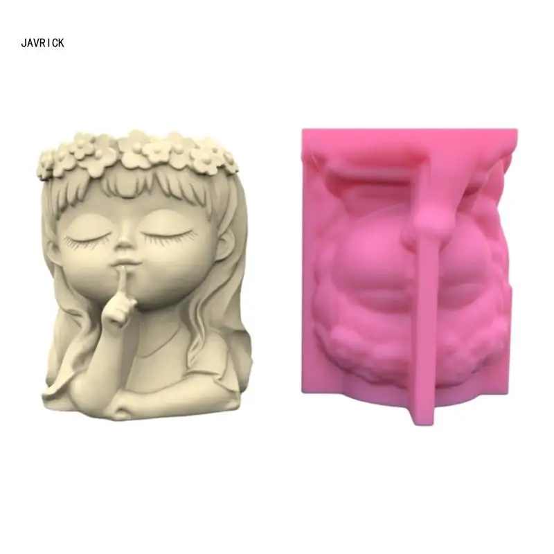 

Wreath Girls Pen Holder Flower Pot Silicone Molds DIY Succulent Planter Mold D0LC