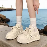 Adult Sports Casual Shoes Heightening Thick Bottom New Style All-Match Slip-On PU Leather Anti-Slip Women's Footwear