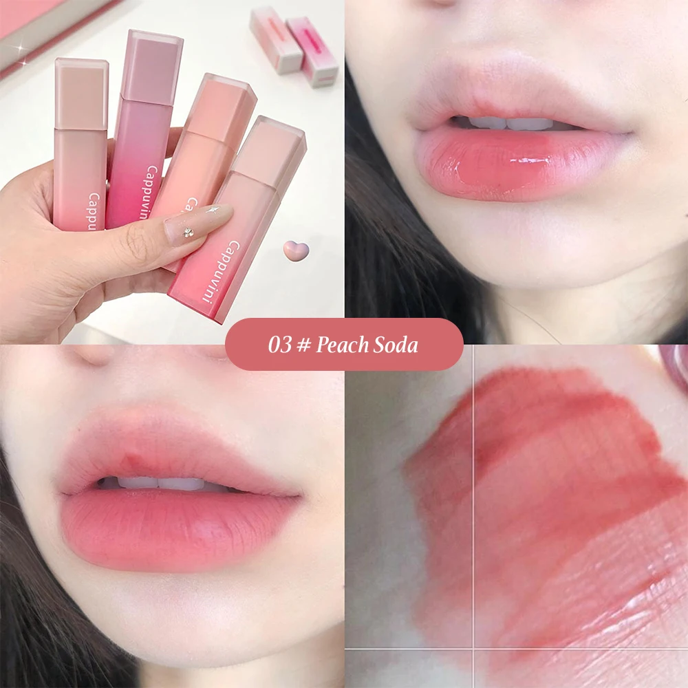 Cappuvini Nude Water Mist Lip Glaze Matte Velvet White Lip Gloss Long-lasting Lipstick 3