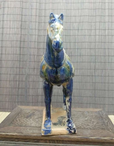 Collect China Ceramics Tri-Color Glazed Pottery Tang Dynasty War-horse Statue 4