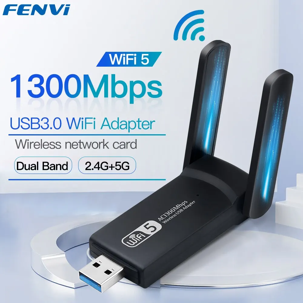 FENVI 1300Mbps USB 3.0 WiFi Adapter Dual Band 2.4Ghz/5Ghz Wireless WiFi Dongle Antenna USB Ethernet Network Card Receiver For PC