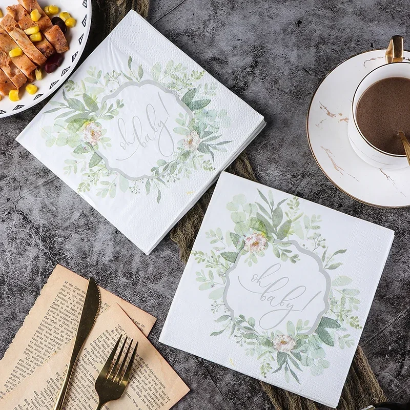 Forest Tissue Paper Colorful Printing Napkins Facial Tissue 2 Layers of 20pcs Mother and Baby Available Food-grade Wedding Paper