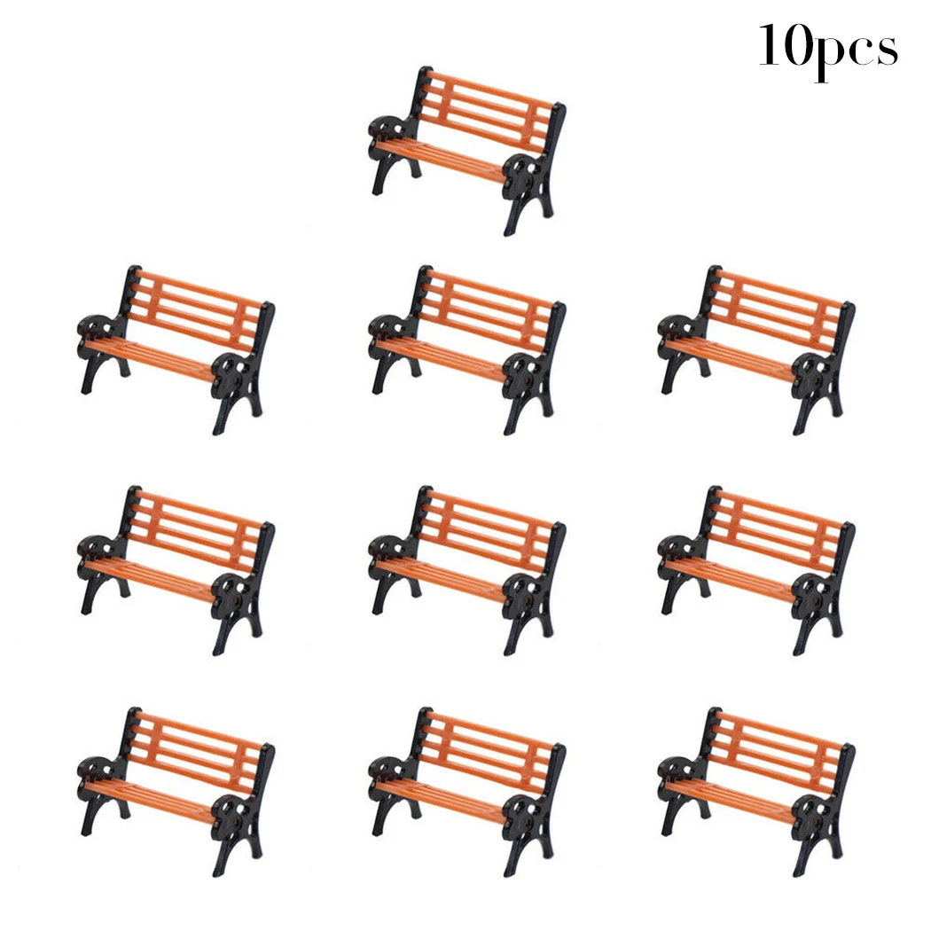 

10Pcs Model Train HO TT Scale Bench Chair Model Settee Street Park Layout Plastic Crafts,Garden/Railway Layout