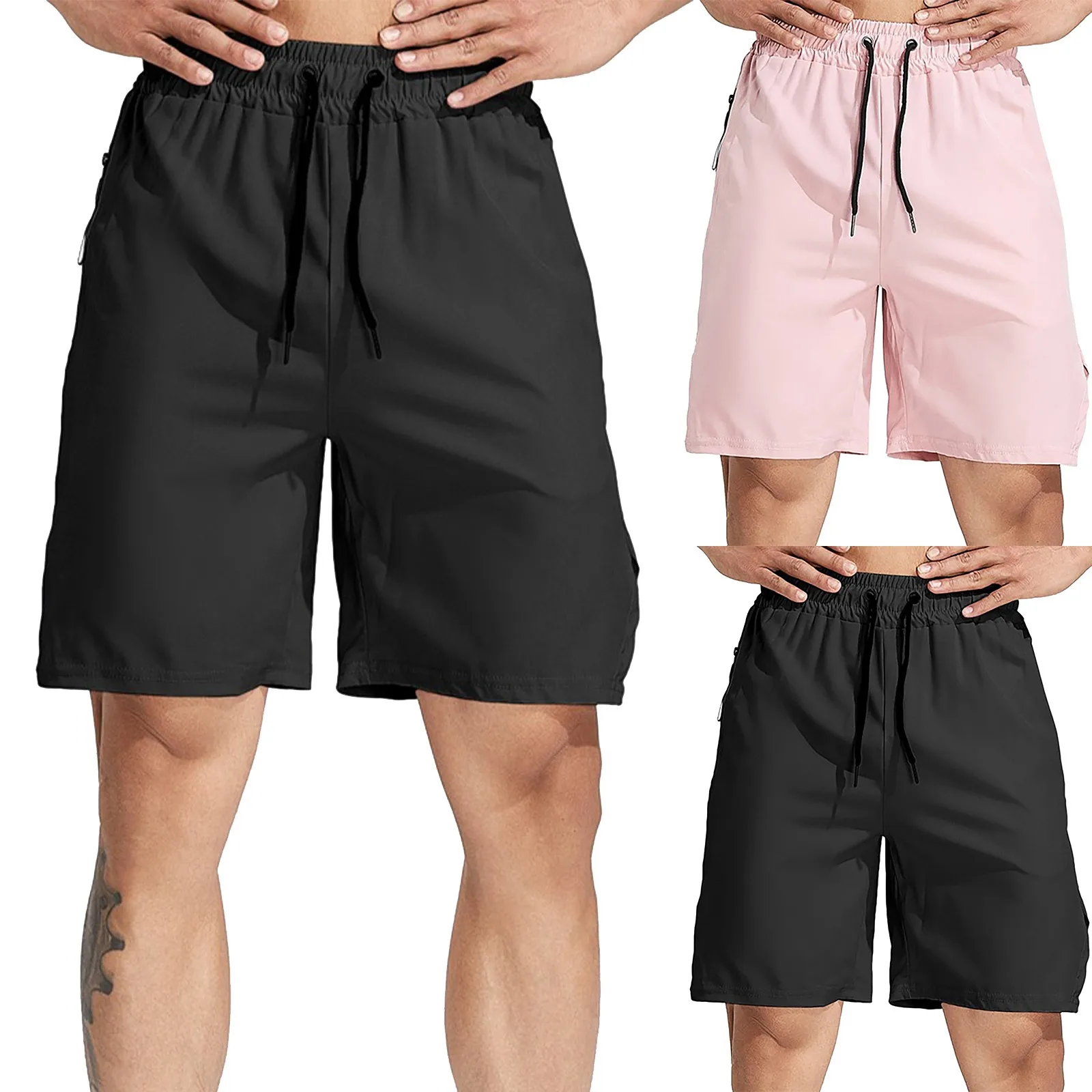 Swimming Trunks for Men Men's Summer Fitness Sports Leisure Solid Color Black Single Layer Athletic Shorts Men Big And Tall 4