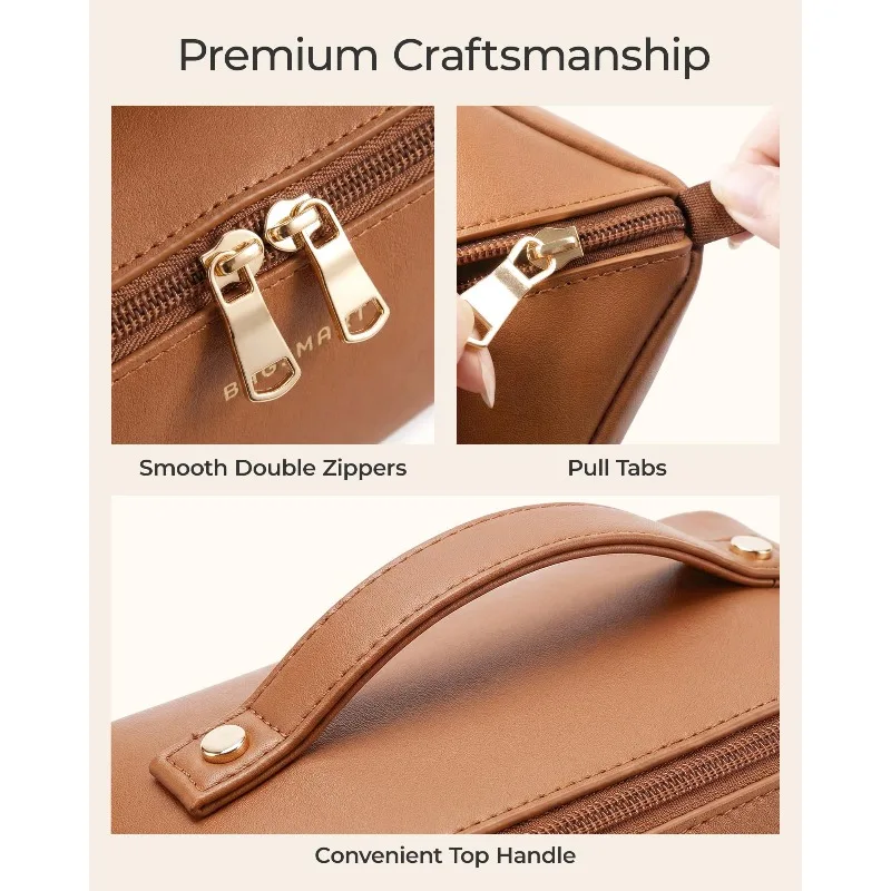 Spacious and Durable PU Leather Cosmetic Travel Organizer
