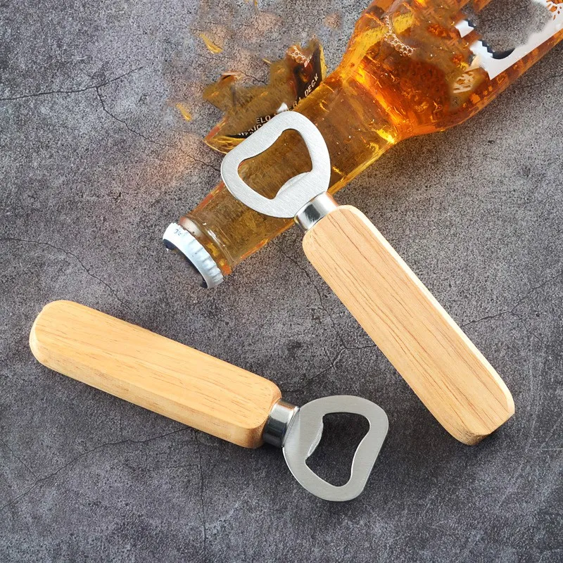 Wine Opener 10Pcs/Set Bartender  Bottle Opener Rubber Wood Handheld Wine Beer Soda Glass Cap Bottle Opener for Home Kitchen Bar