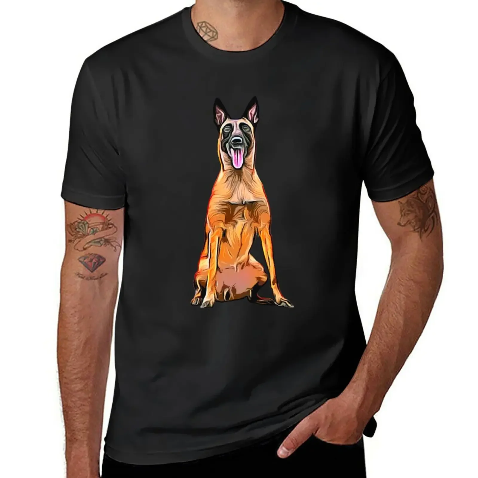 

Belgian Malinois sitting silhouette for dog lovers T-Shirt customs design your own funnys mens t shirts pack