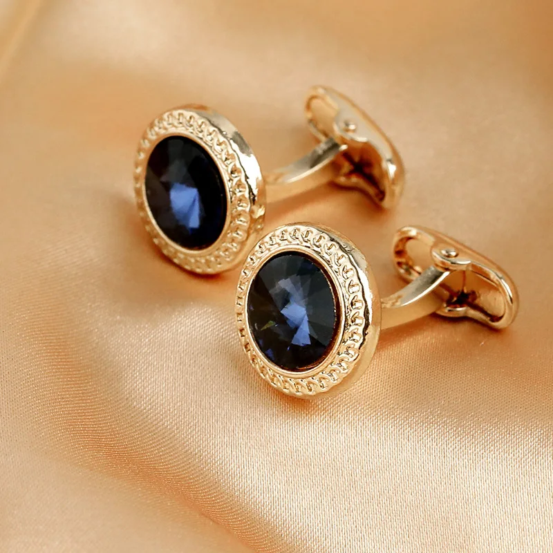 Luxury Zircon Cufflinks - Classic Round Mens Wedding Suit Accessories