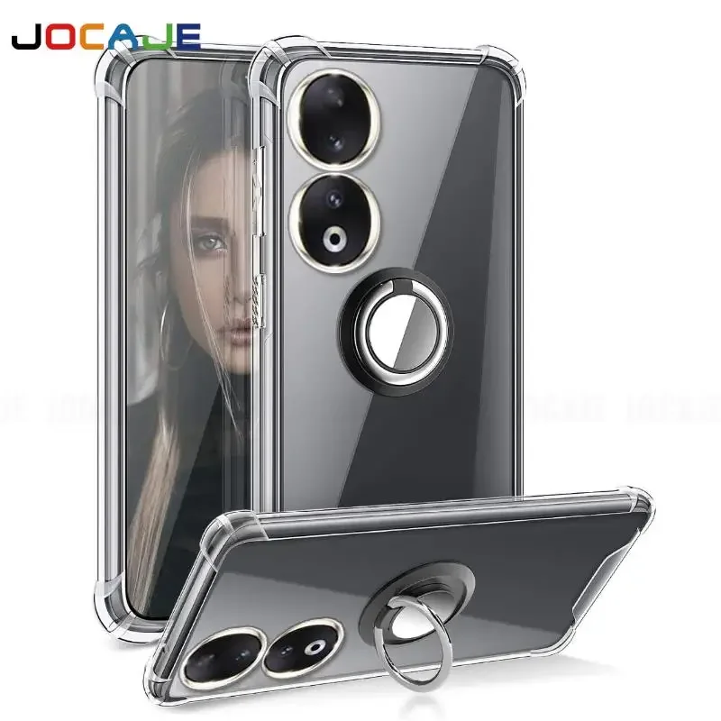 Crystal Clear Ring Stand Soft Case with Airbag Cushion and Bracket Holder