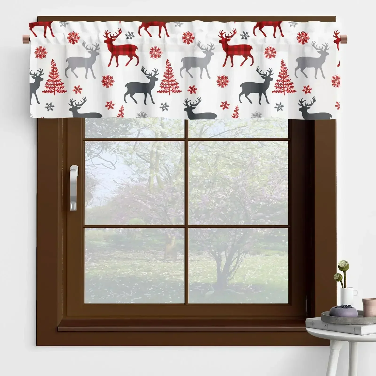 Snowman Christmas Valance Santa For Winter 137x45cm Decorations Claus Window Holiday Curtain 4