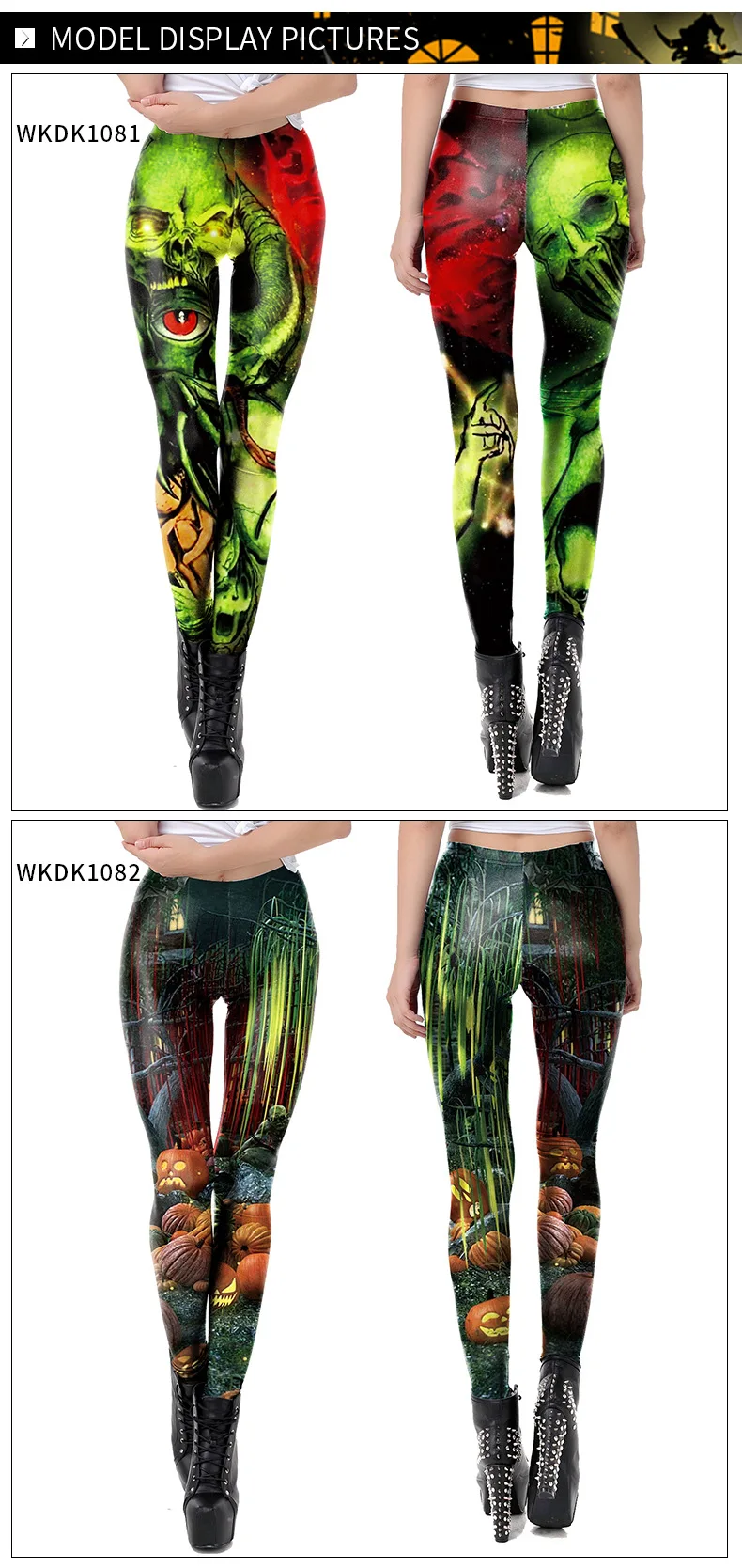 Nadanbao Halloween lustige Weihnachts feier Leggings Frauen Skelett druck sexy Strumpfhose Hose weibliche mittlere Taille elastische Hose – Detail 8
