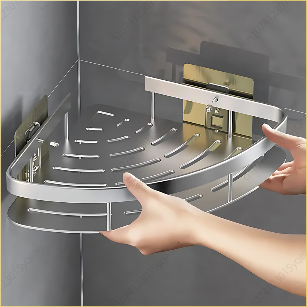 Bathroom Shelf Kitchen Storage Organizer Aluminum Alloy Shampoo Rack Shower Shelf Bathroom Accessories No Drill Shelf
