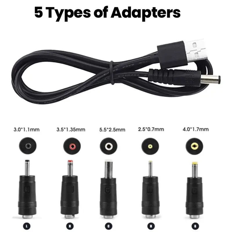 Enhanced USB to 5V DC Power Charging Cable with 5.5x2.5mm Jack Connector