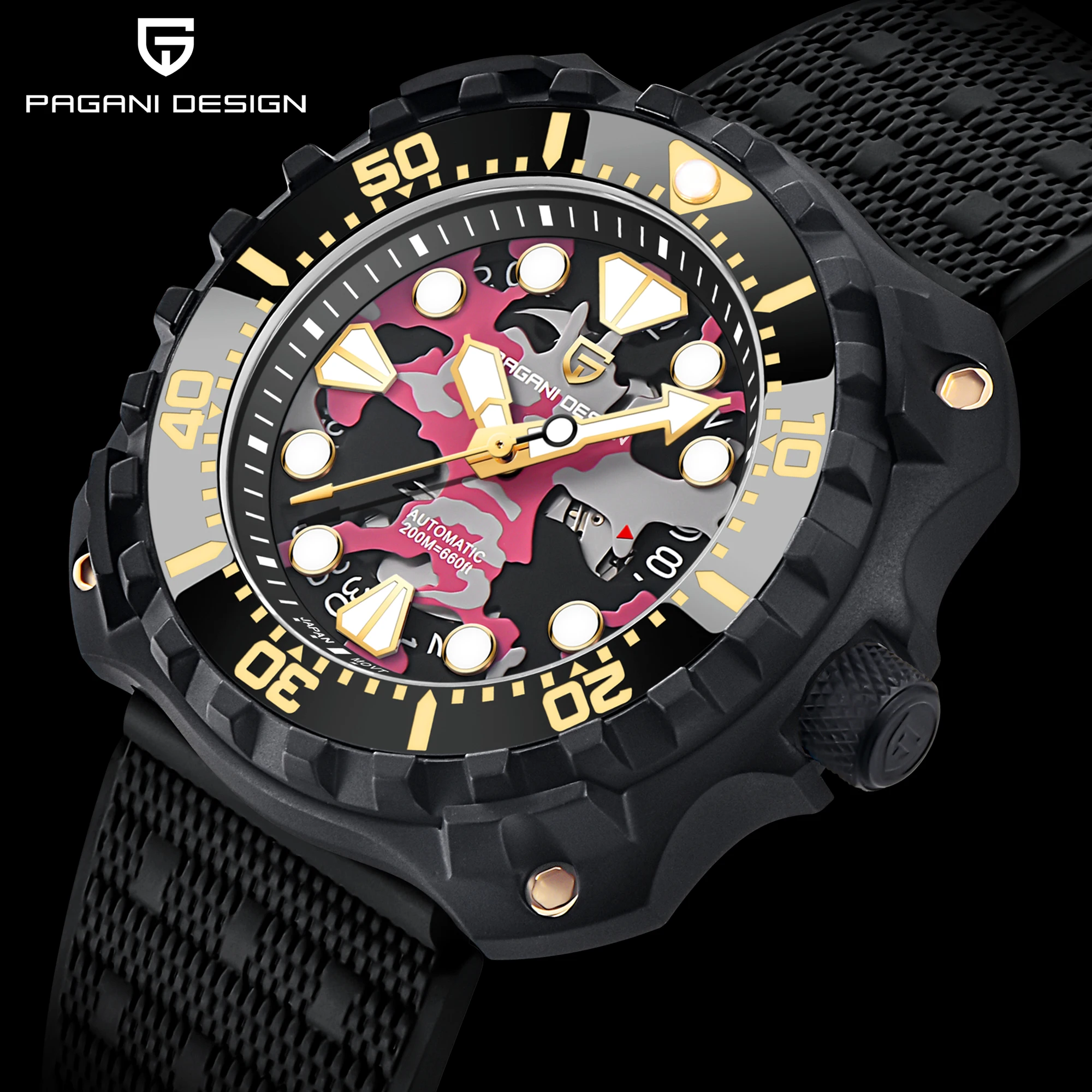 PAGANI DESIGN 2023 New 40mm Men's Sports Diving Automatic Mechanical Watch Stainless Steel Waterproof 200m Reloj Hombre