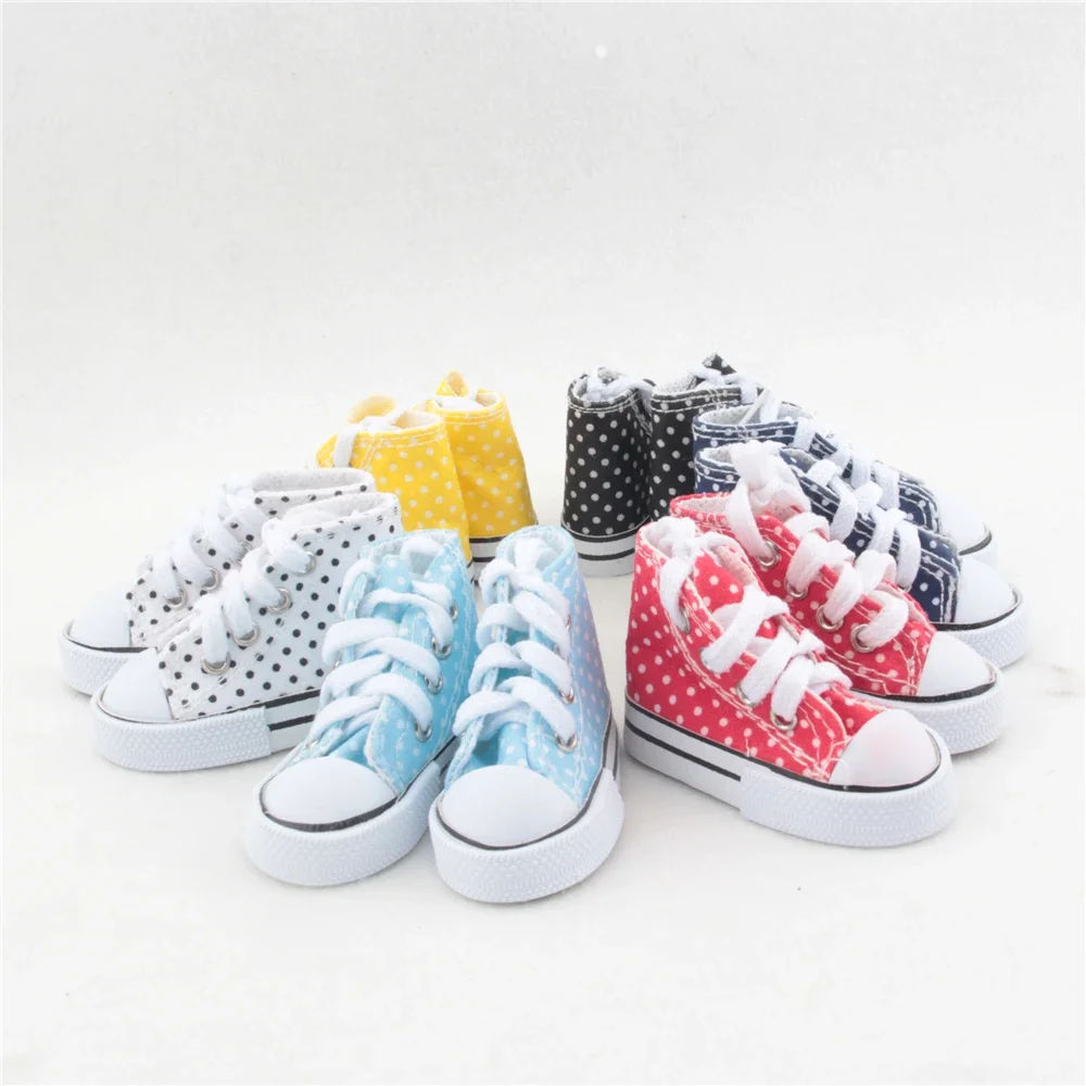 New Dot Pattern 7.5cm Canvas Shoes For BJD Doll Toy 1/3 Mini Doll Sneakers Shoes for 16 Inch Sharon Doll Boots Accessories sharon tate recollection