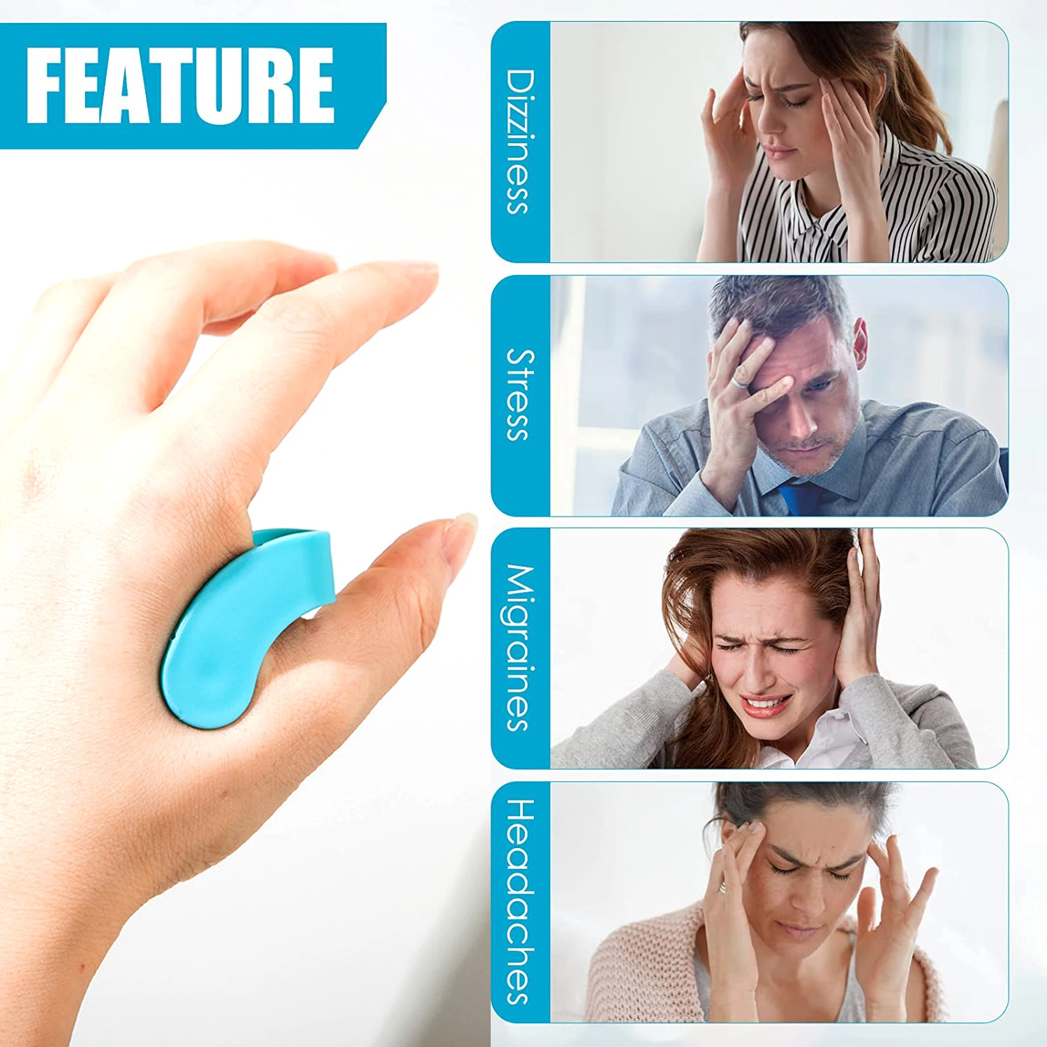 Headache Relief Acupressure-Hand Pressure Point Clip Stress-Alleviation Kidney Care Point Clip