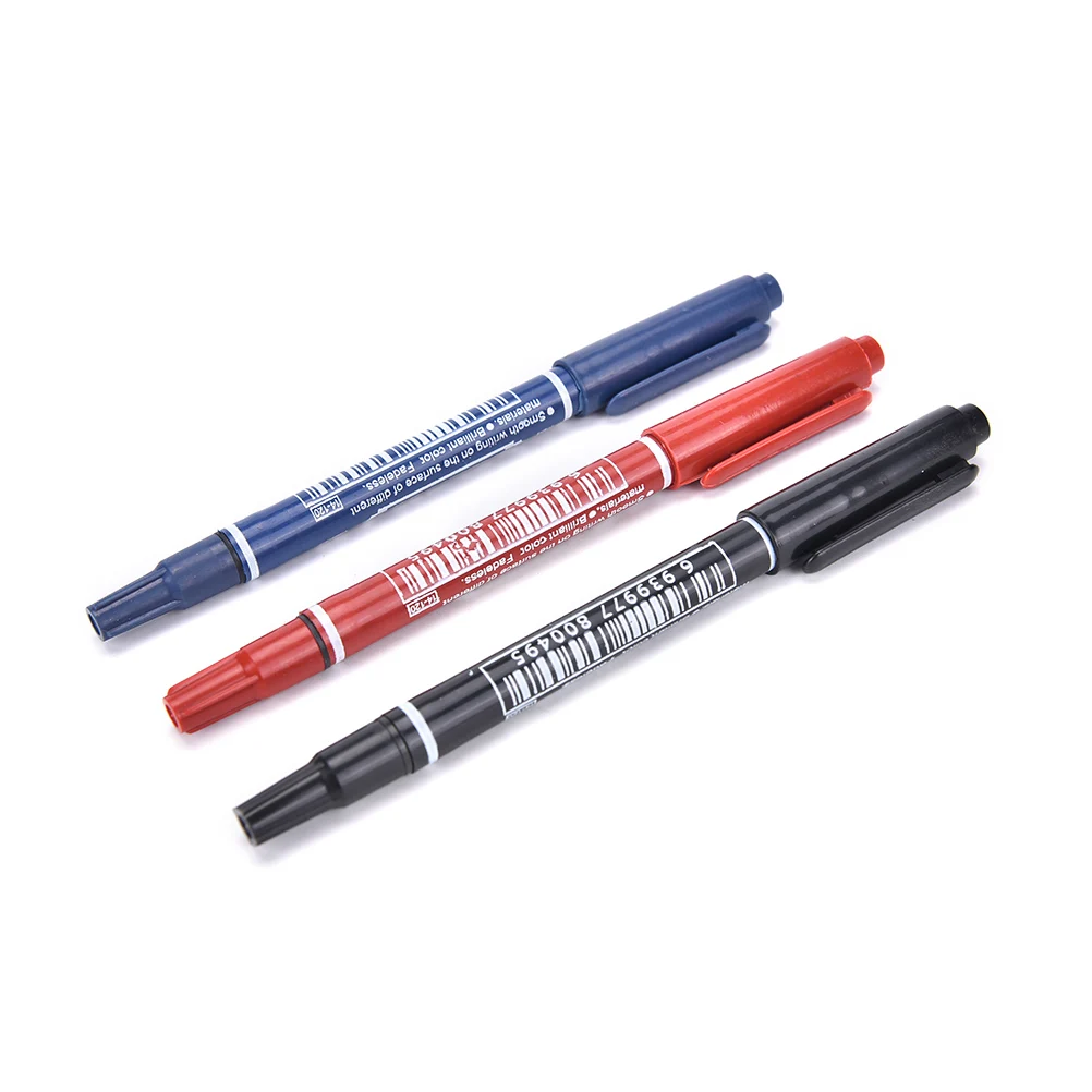 

3 Colors Permanent Paint Marker Pen Twin Tips Doubled Headed Hook Line For CD DVD Media Disc Quick-Drying Writing Supplies