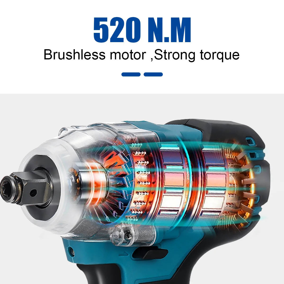 Drillpro 520N.M Brushless Cordless Electric Impact Wrench 1/2 inch Power Tools 3000Amh Li Battery Adapt to Makita 18V Batterry 5