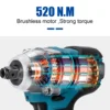 Drillpro 520N.M Brushless Cordless Electric Impact Wrench 1/2 inch Power Tools 3000Amh Li Battery Adapt to Makita 18V Batterry 5