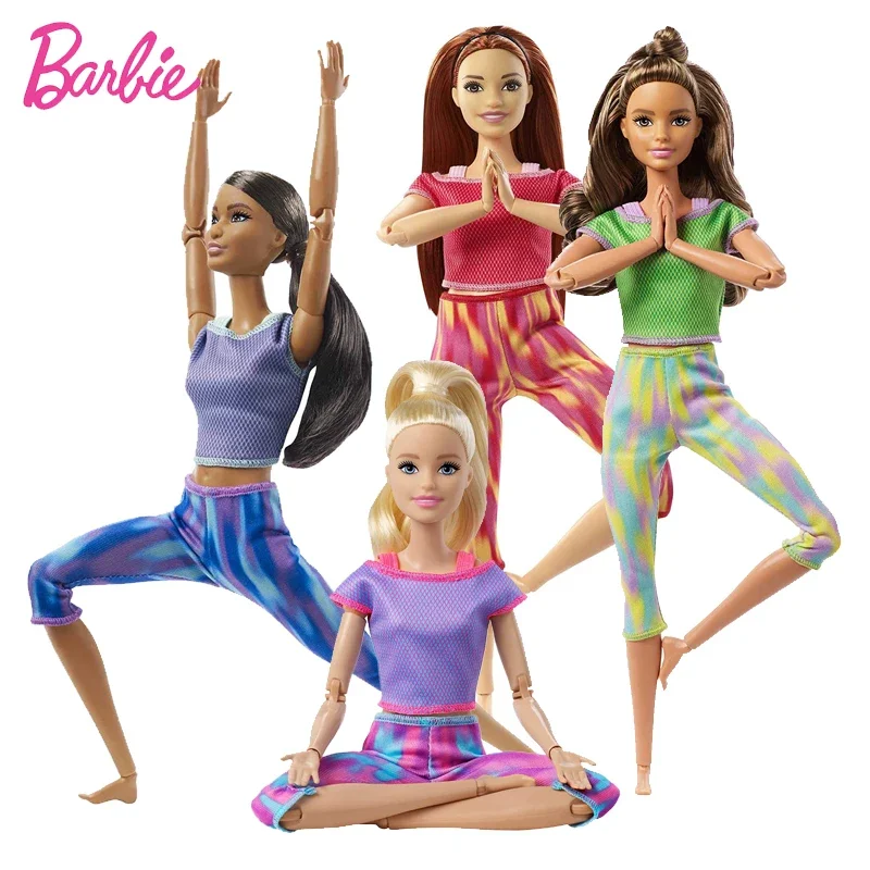 Original Barbie Yoga Doll with 22 Flexible Joints Body Sports Dolls Toys for Girls Juguetes Interactive Kids Toys Brinquedo 30cm lightweight children casual shoes breathable kids sports shoes flexible boys mesh walking shoes height increasing sneakers 2023