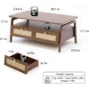 Mid Century Modern Coffee Table with 4 Rattan Drawers,Coffee Tables for Living Room,Convenient for Eating,Gaming,or Working 2