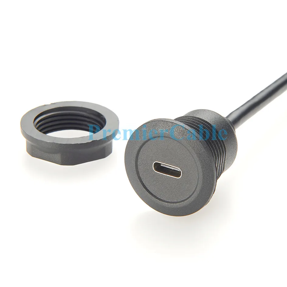 USB C Converter Extension Cable Type C Male to Female Cable USB C Round Panel Mount Cable USB 3.1 Type c Extension Cable