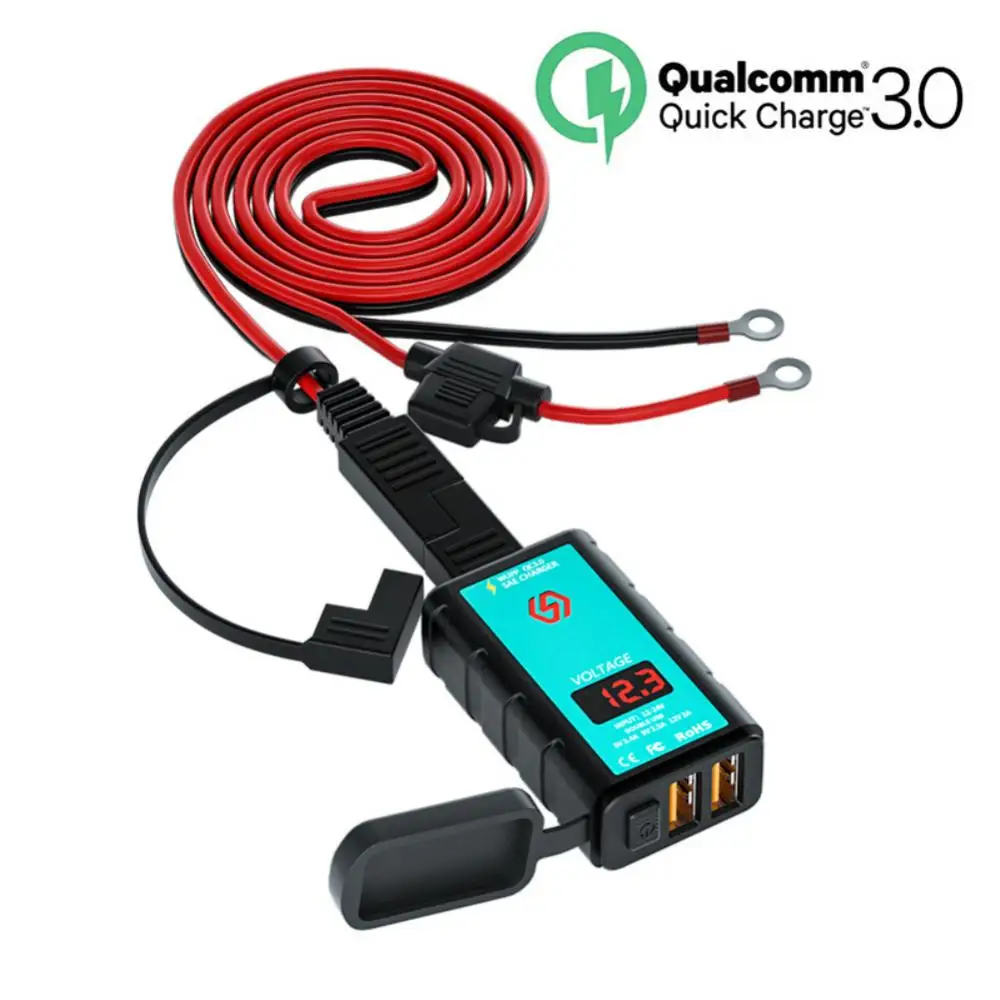 

Motorcycle Voltmeter 5v3.4a/9v2.5a /12v2a Convenient Practical Durable Universal Motorcycle Accessories Usb Mobile Phone Charger