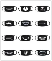 1PCS Black Bilayer Cotton Heart Anime Mouth Mask Anti Haze Dust Washable Reusable  Dustproof Mouth-muffle Winter Warm Mask 2