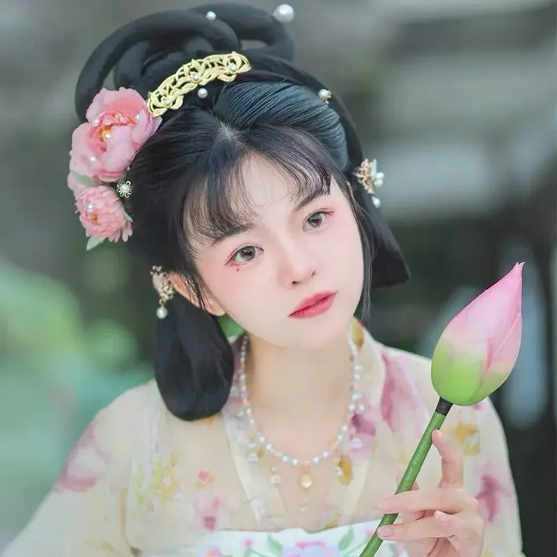 

Hanfu Silk Flower Hairpin Hairpin Set Peony Dew Hairpin Ancient Costume Flower Photo Headdress Tang Style Hair Accessories