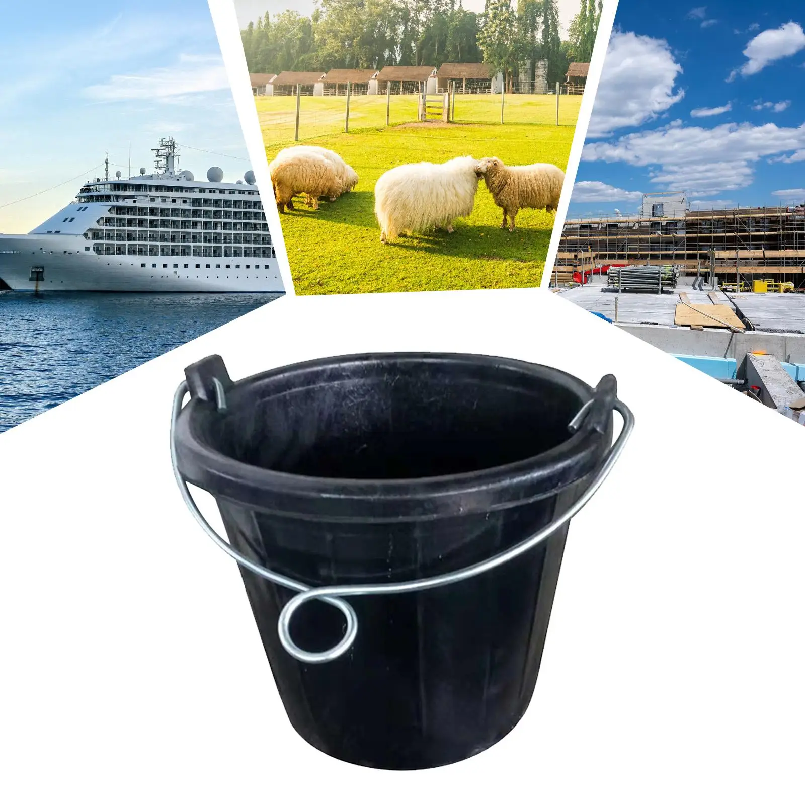 Rubber feed Bucket,Multifunctional Portable with Handle Feeder Container,Water Bucket for Goats Cattle Dog Horse Livestock