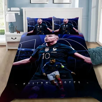 Parure de lit Mbappé 3D football housse de couette