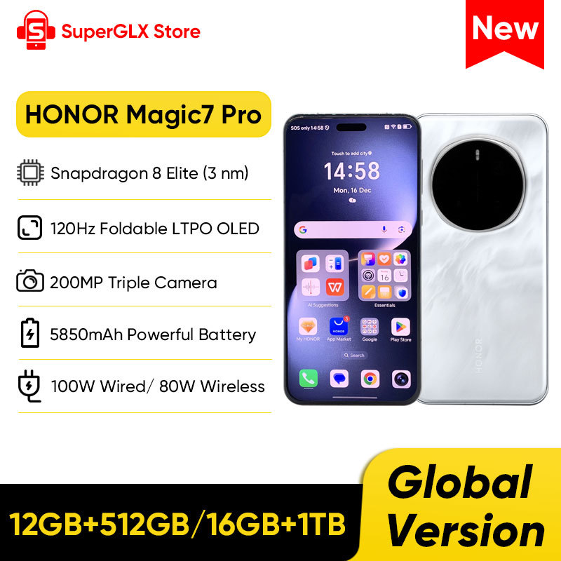 Global Version HONOR Magic7 Pro 5G Smartphone 6.8'' 120Hz OLED Display Snapdragon 8 Elite 100W SuperCharge Magic 7 Pro Phones