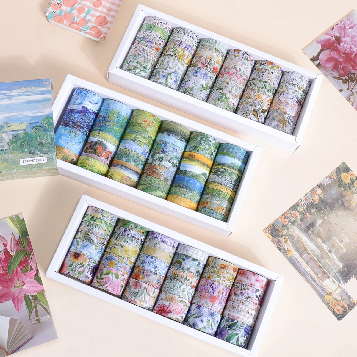 로맨틱한 꽃무늬 시리즈 와시 테이프 세트, DIY 사진 프레임, 저널, 선물 상자 포장 및 정교한 장식에 적합합니다.